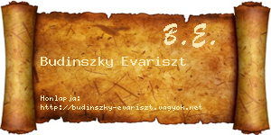 Budinszky Evariszt névjegykártya